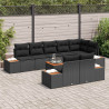 Zestaw Sof na Ogród z poduszką 8 pcs Czarny Technorattan