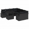 Zestaw Sof na Ogród z poduszką 9 pcs Czarny Rattan poli
