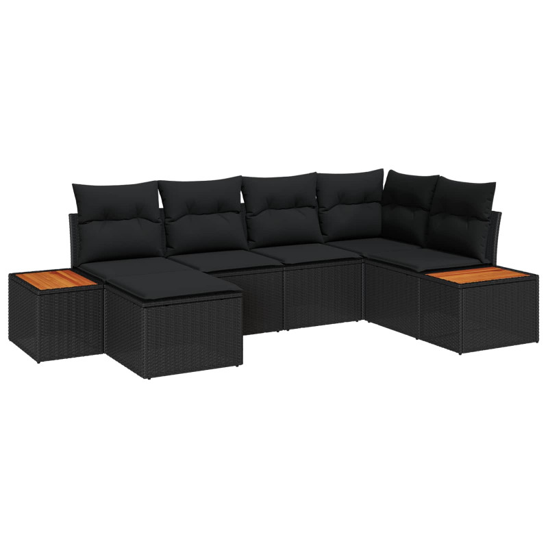 Zestaw Sof na Ogród z poduszką 7 pcs Czarny Technorattan