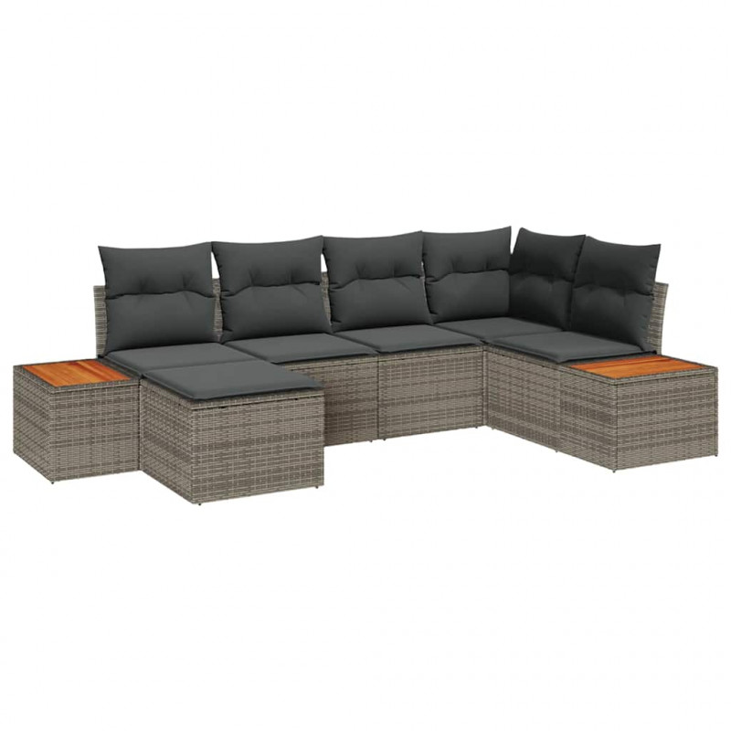 Zestaw Sof na Ogród z poduszką 7 pcs Szary Technorattan