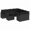 Zestaw Sof na Ogród z poduszką 9 pcs Czarny Technorattan