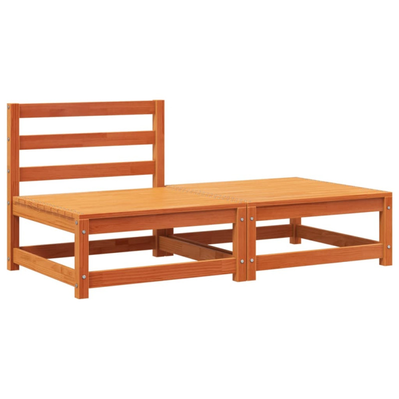 Sofa ogrodowa bez podłokietników, z podnóżkiem, woskowy brąz