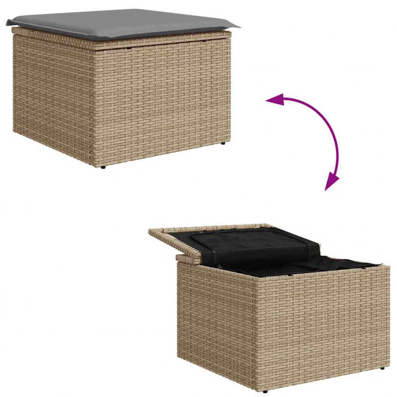Zestaw Sof na Ogród 7 pcs Beżowy i jasnoszary Technorattan