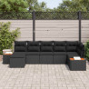 Zestaw Sof na Ogród z poduszką 8 pcs Czarny Technorattan
