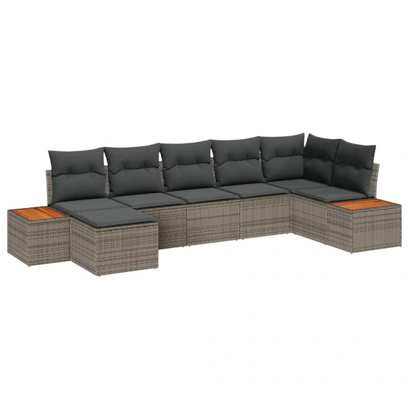 Zestaw Sof na Ogród z poduszką 8 pcs Szary Technorattan
