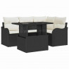 Zestaw Sof na Ogród z poduszką 5 pcs Czarny Rattan poli