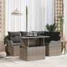 Zestaw Sof na Ogród z poduszką 5 pcs Szary Rattan poli
