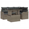 Zestaw Sof na Ogród z poduszką 5 pcs Szary Rattan poli
