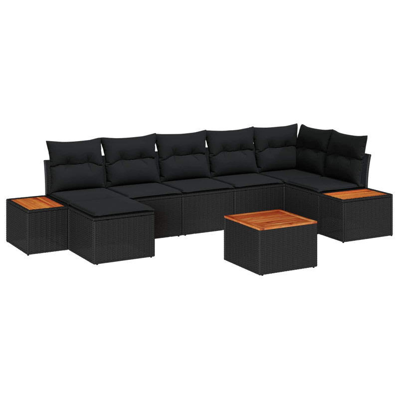 Zestaw Sof na Ogród z poduszką 8 pcs Czarny Technorattan