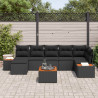 Zestaw Sof na Ogród z poduszką 8 pcs Czarny Technorattan