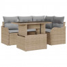 Zestaw Sof na Ogród z poduszką 5 pcs Beżowy Rattan poli