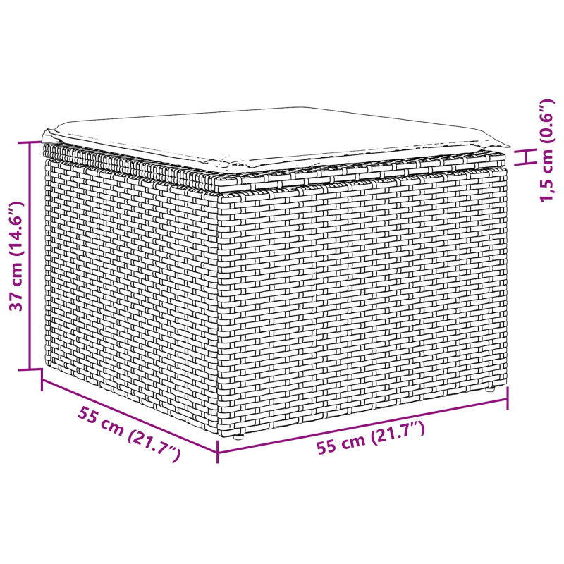 Zestaw Sof na Ogród z poduszką 8 pcs Czarny Technorattan