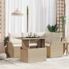 Zestaw Sof na Ogród z poduszką 5 pcs Beżowy Rattan poli