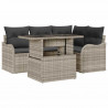 Zestaw Sof na Ogród z poduszką 5 pcs Jasnoszary Rattan poli