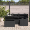 Zestaw Sof na Ogród z poduszką 5 pcs Czarny Rattan poli