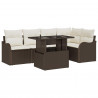 Zestaw Sof na Ogród z poduszką 6 pcs Brązowy Rattan poli
