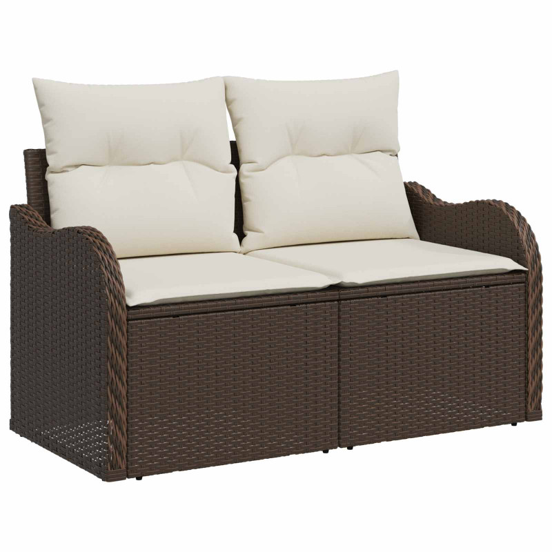 Zestaw Sof na Ogród z poduszką 6 pcs Brązowy Rattan poli