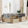 Zestaw Sof na Ogród z poduszką 6 pcs Beżowy Rattan poli
