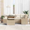 Zestaw Sof na Ogród z poduszką 6 pcs Beżowy Rattan poli