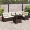 Zestaw Sof na Ogród z poduszką 7 pcs Brązowy Rattan poli
