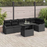 Zestaw Sof na Ogród z poduszką 7 pcs Czarny Rattan poli