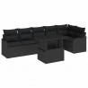 Zestaw Sof na Ogród z poduszką 7 pcs Czarny Rattan poli