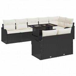 Zestaw Sof na Ogród z poduszką 9 pcs Czarny Rattan poli