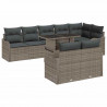 Zestaw Sof na Ogród z poduszką 9 pcs Szary Rattan poli