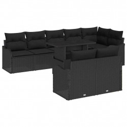 Zestaw Sof na Ogród z poduszką 9 pcs Czarny Rattan poli