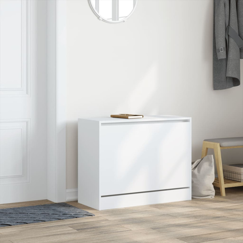 Szafka na buty, biała, 80x34x63 cm, materiał drewnopochodny