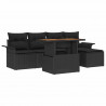 Zestaw Sof na Ogród z przechowywaniem 6 pcs Czarny Polirattan