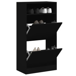 Szafka na buty, czarna, 60x34x116 cm, materiał drewnopochodny