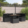 Zestaw Sof na Ogród z przechowywaniem 6 pcs Czarny Polirattan