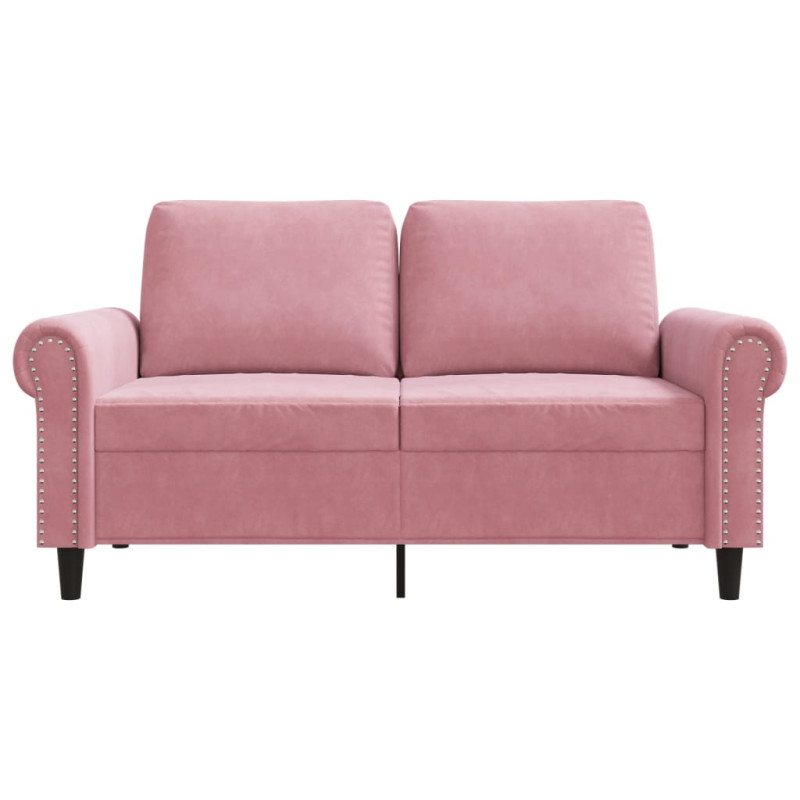 Sofa 2-osobowa, różowy, 120 cm, tapicerowana aksamitem