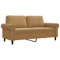 Sofa 2-osobowa, brązowa, 140 cm, tapicerowana aksamitem
