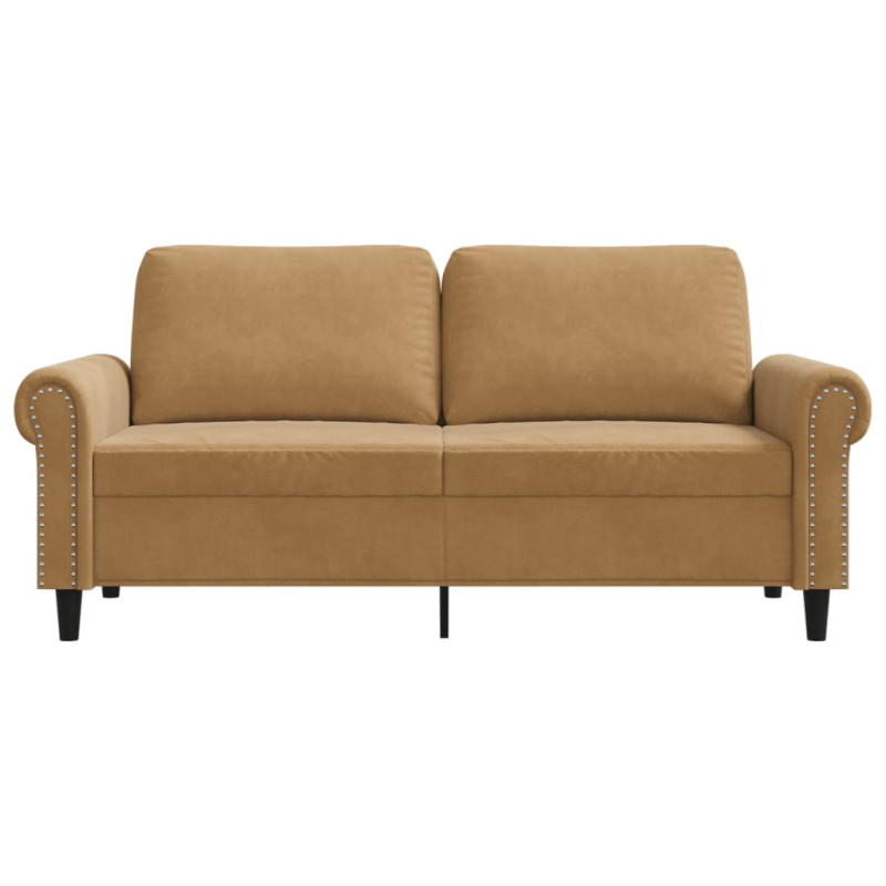 Sofa 2-osobowa, brązowa, 140 cm, tapicerowana aksamitem