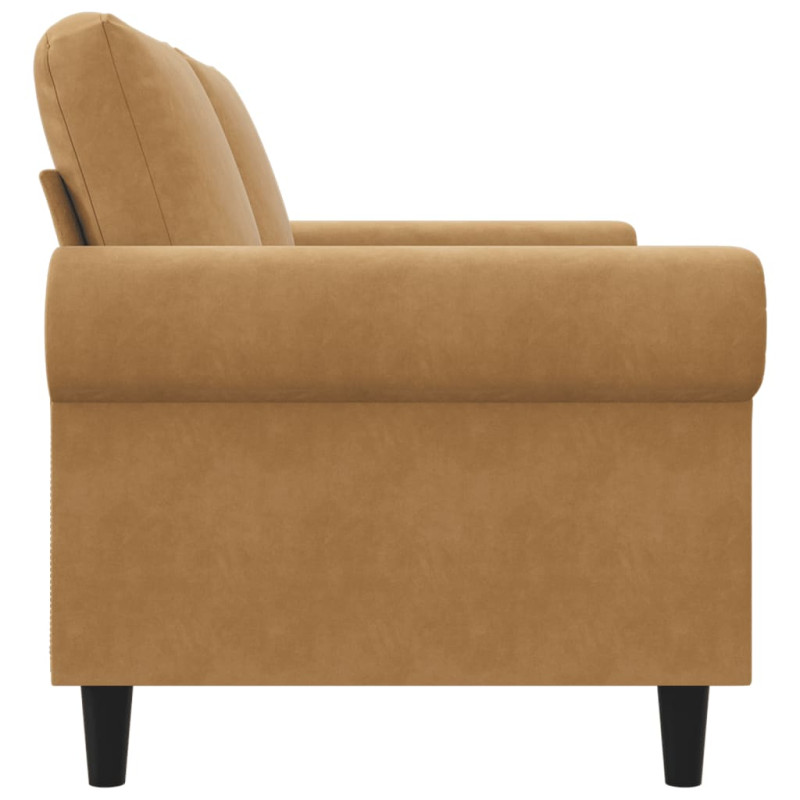 Sofa 2-osobowa, brązowa, 140 cm, tapicerowana aksamitem