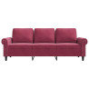 Sofa 3-osobowa, winna czerwień, 180 cm, obita aksamitem