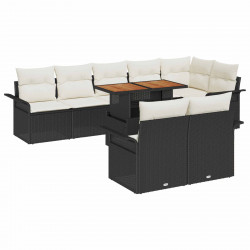 Zestaw Sof na Ogród z przechowywaniem 9 pcs Czarny Polirattan