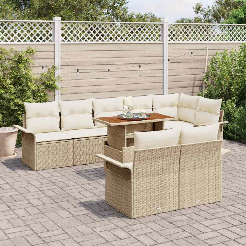 Zestaw Sof na Ogród z przechowywaniem 9 pcs Beżowy Polirattan