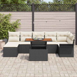 Zestaw Sof na Ogród z przechowywaniem 8 pcs Czarny Polirattan