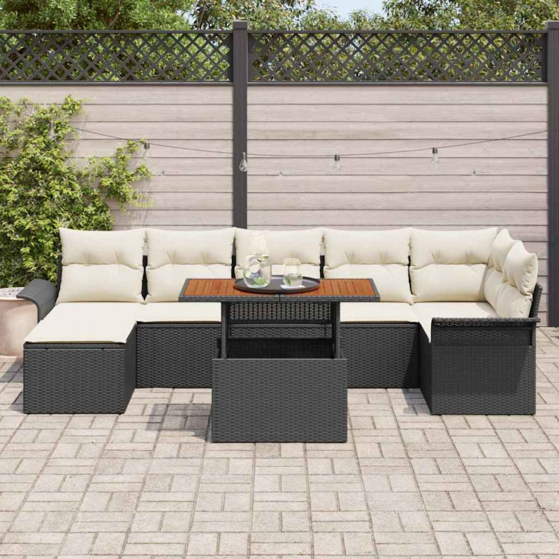 Zestaw Sof na Ogród z przechowywaniem 8 pcs Czarny Polirattan