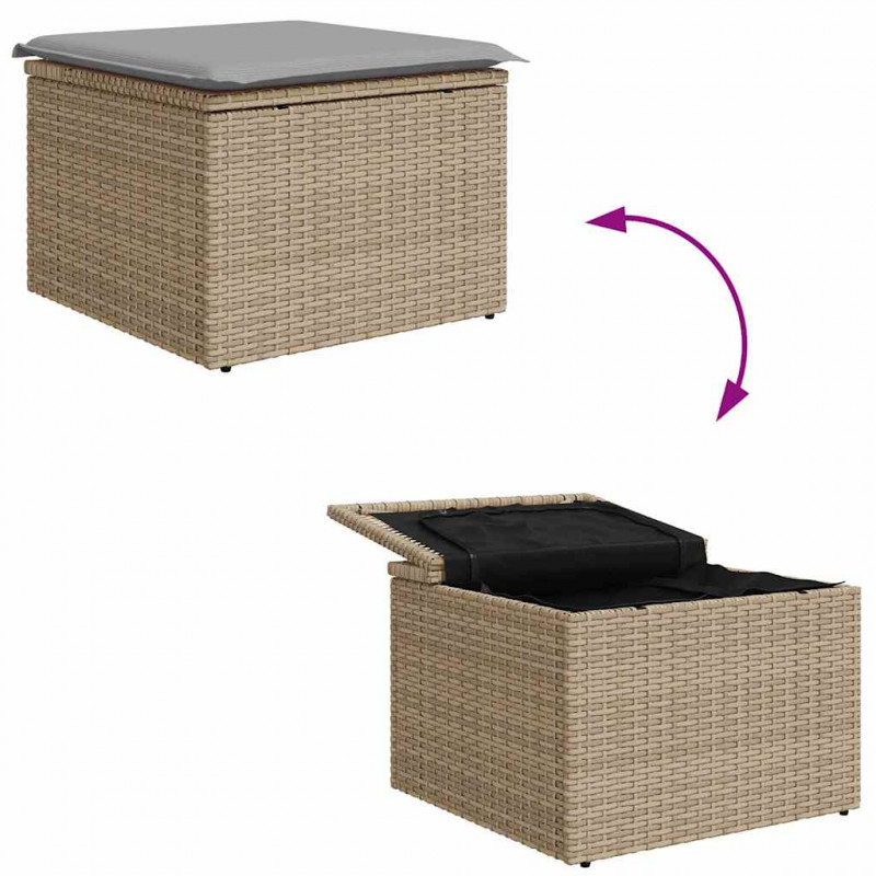 Zestaw Sof na Ogród 6 pcs Beżowy i jasnoszary polirattan