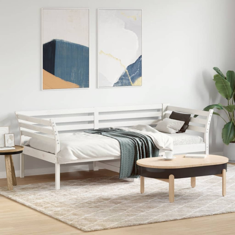 Łóżko dzienne bez materaca, białe, 90x190 cm, drewno sosnowe