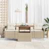Zestaw Sof na Ogród z przechowywaniem 5 pcs Beżowy polirattan
