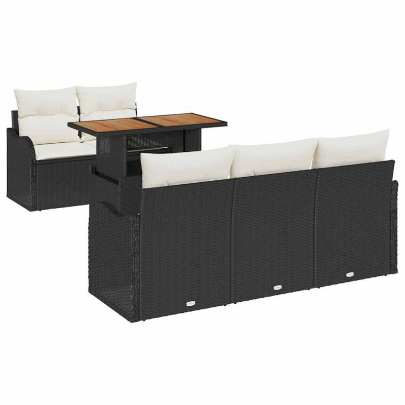 Zestaw Sof na Ogród z przechowywaniem 6 pcs Czarny Polirattan