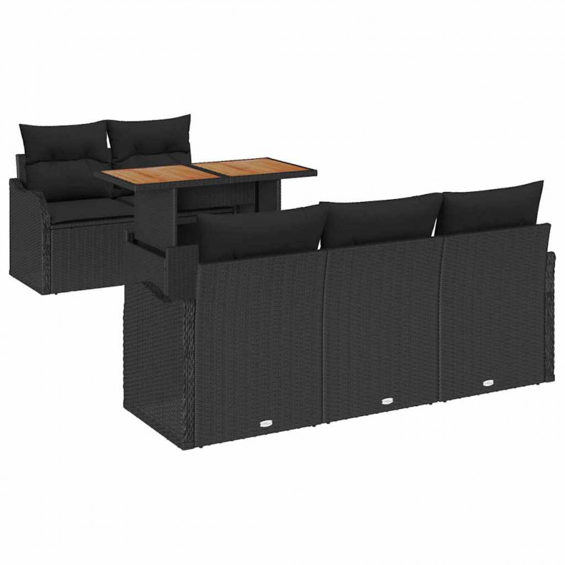 Zestaw Sof na Ogród z przechowywaniem 6 pcs Czarny Polirattan