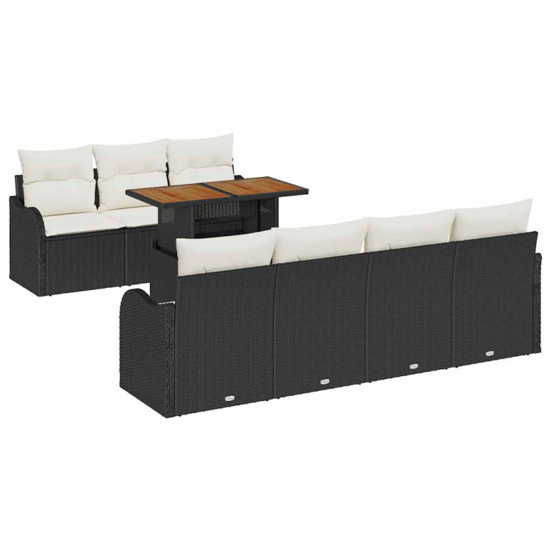 Zestaw Sof na Ogród z przechowywaniem 8 pcs Czarny Polirattan