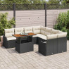 Zestaw Sof na Ogród z przechowywaniem 9 pcs Czarny Polirattan
