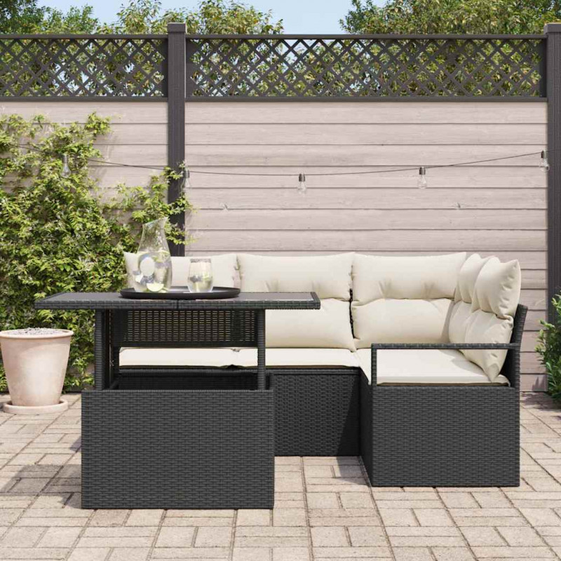 Zestaw Sof na Ogród z przechowywaniem 5 pcs Czarny Polirattan